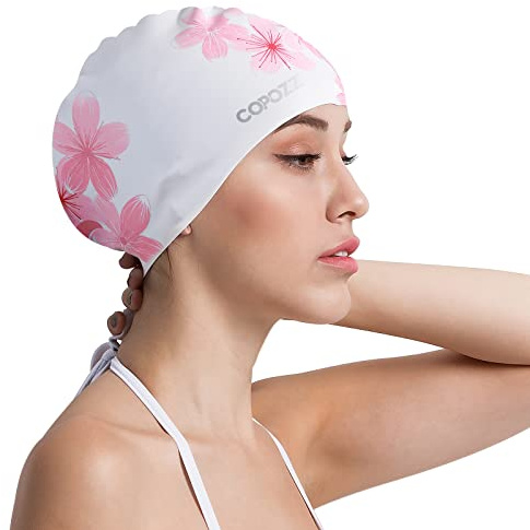 COPOZZ Stylish Silicone Swim Cap for Women – Comfortable, Durable, and Hair-Protecting Design
