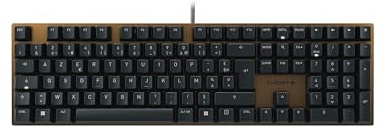 Cherry KC 200 MX, Clavier de Bureau mécanique avec Plaque en métal anodisé, Disposition française (AZERTY), Filaire, MX2A Silent Red Switches, Noir Bronze
