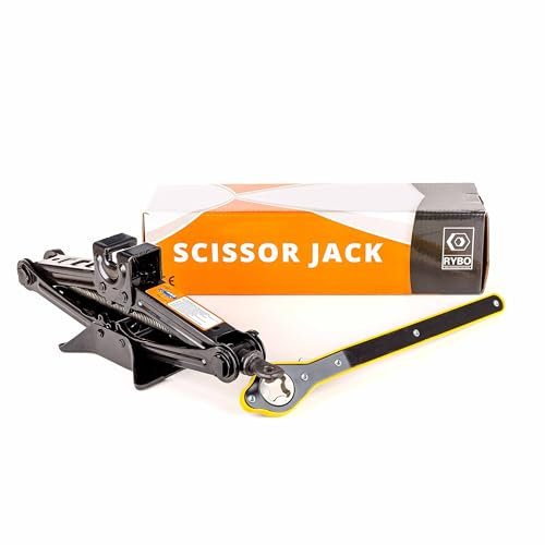 RYBO Scissor Jack for Lifting Cars - 3 Ton (3T) | Compact, Universal Jacks for Tire Changing, Lifting & Repair | Car Boot Accessories for Drivers, DIY Use & Workshops