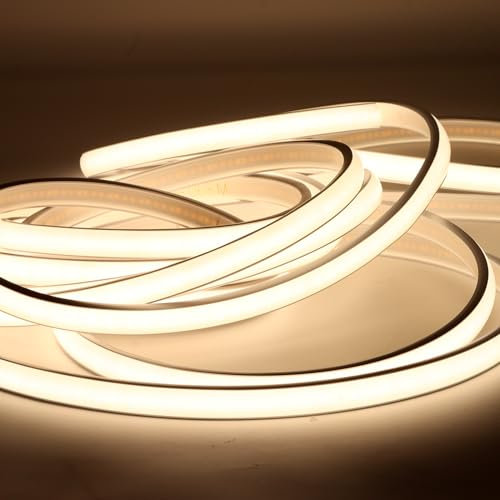 pcning Striscia LED 220 Volt COB 2M senza Trasformatore con Spina 4000K da Interno Esterno, 2 Metri Strisce LED Luce Naturale Impermeabile IP67 (2M, Bianco)