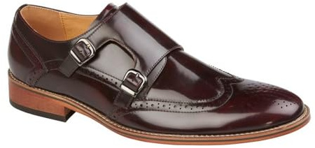 M429BD Zapatos Brogue Monk con doble hebilla para hombre Oxblood, oxblood, 40 2/3 EU