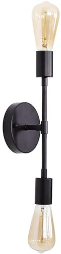 Mengjay Applique Murale Industrielle, Applique Murale Intérieur Vintage, E27 Applique Miroir Salle de Bain, 2 Lumières Lampe Murale Chambre Rétro Métal, Lampe de Maquillage Vanité pour Salon (Noir)