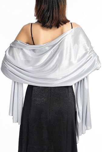 FAIRYGATE Women's Shrugs Chic Wedding Wrap Stole Fashion Shawls and Wraps for Womens Lady Girl Shawl 78.7 * 27.6 inch (200 * 70 cm) Scarf for Brides Bridesmaids Silver UC1710