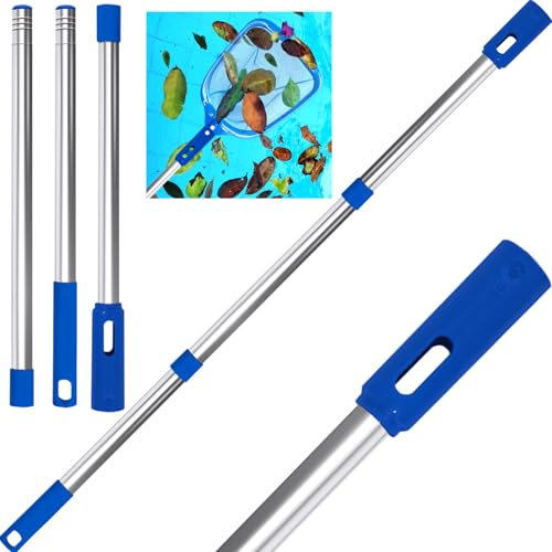 Pool Teleskopstange für Kleine Pools & Whirlpools, Poolstange Einstellbar von 80 cm bis 117 cm, Poolzubehör aus Rostfreiem Stahl Kompakt und Robust, Poolstange Ausfahrbar für Bodenbürsten & Kescher