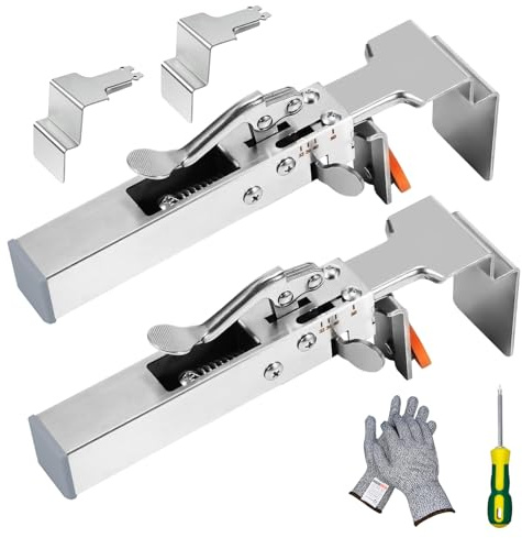 BSTSLL Drawer Front Installation Clamps Adjustable Drawer Fixing Clamp, 2 Pcs Cabinets Face Clamps Drawer Panel Installation Fixing Clips with Large Clips, Cut Resistant Gloves and Screwdriver