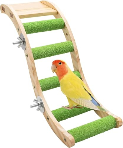 Dnoifne Scala in Legno per Uccelli e Piccoli Animali, Ponte Scala per Pappagalli, Criceti, Scoiattoli Volanti, Cocorite, Calopsitte, Accessori per Gabbie