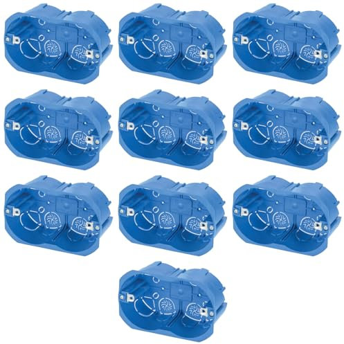 10 Scatole 503 da incasso a parete, 3 moduli/posti, per cartongesso, legno, in tecnopolimero ad alta resistenza, cassetta per impianto elettrico, universale per serie civili, blu