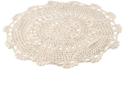 Zeroupshop Tovaglia fatta a mano all'uncinetto, tovaglietta rotonda in cotone con pizzo, centrino con cavità, design per cene a casa (30 cm)