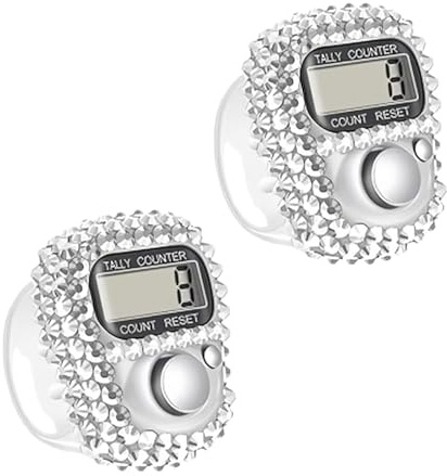 Lot de 2 compteurs de doigts électroniques, compteurs à clic, pratique, portable, affichage numérique, mini compteur de tours réinitialisable pour accessoires de golf, compteurs de tours d'athlétisme