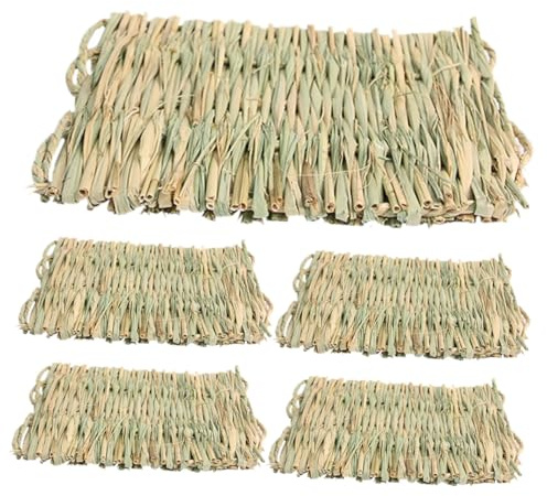 FUTUREORYY 5 Tapetes de Paja para Conejos Pequeños Colchón Tejido Natural para Mascotas Alfombrilla de Verano para Hámster y Cobayas Cama Cálida y Segura para Jaulas Pequeñas Paquete de