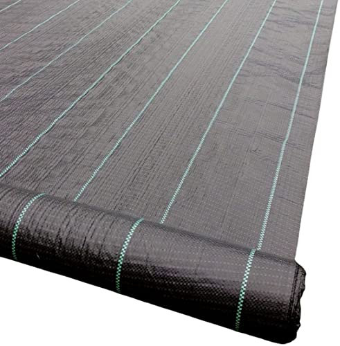 Yuzet 1m x 100m Black 100gsm Heavy Duty Weed Control Fabric, Ground cover Membrane, UV stabilised Weed Barrier Fabric. Under Patios, Garden, Flower beds, Landscaping - weed suppressant membrane