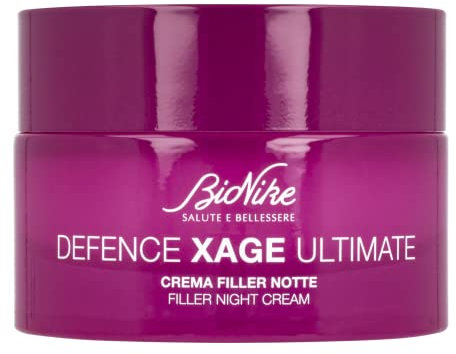 Bionike Defence Xage Ultimate - Crema Viso Filler Notte Anti Age, per Pelli Sensibili e Intolleranti, Contrasta le Rughe Profonde e Ripara la Cute, Dona Elasticità e Tonicità, 50 ml