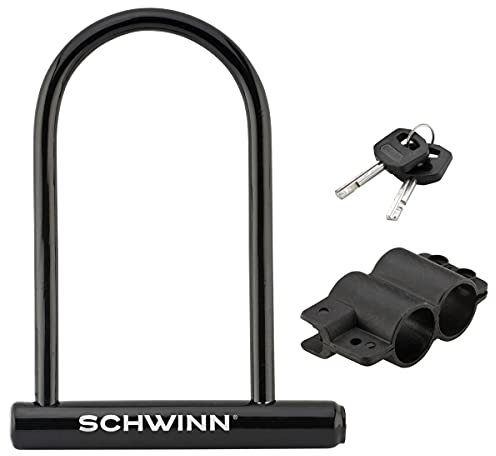 Schwinn Anti-Diebstahl-Fahrradschloss, Sicherheitslevel 4, U-Bügelschloss, Schlüssel, Schwarz