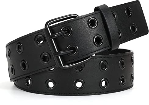 JASGOOD Ceinture mince élastique rétro pour femme, ceinture de taille vintage fine pour robes, Noir/boucle, 105cm(28-34)