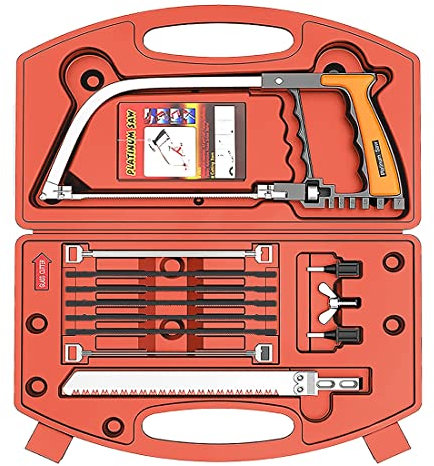 ULLOORD Bügelsägenrahmen-Set, robuste Handsäge, 30,5 cm, Mini-Handsäge, 8 zusätzliche Klingen, multifunktional für Metall, Holz, PVC-Rohre