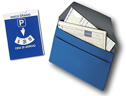 Kit Disco Orario Maxi + Porta Libretto Auto Con Pattina 19x13 Kit Auto Porta Documenti