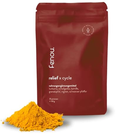 fenou - relief x cycle - Pflanzliches Nahrungsergänzungsmittel in Pulverform für Frauen mit Periodenschmerzen - 120g, 25 Portionen/ 3-4 Monatsrationen - mit Ärztinnen entwickelt