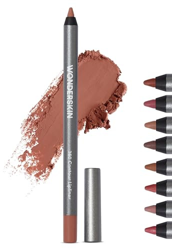 Wonderskin Lip Liner Pencil - 360 Contour Lipliner, Long Lasting, Sharpenable Lip Pencil, Waterproof and Transfer-Proof Brown Lip Liner (Saddle)