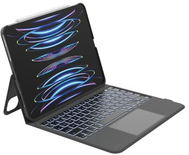 Belkin Everyday iPad Hülle mit Tastatur, Tastatur mit Hintergrundbeleuchtung, Multi-Touch-Steuerung, magnetischer Speicher Apple Pencil, QWERTY, Multimedia-Tasten für iPad Air 10.9 und iPad Pro 11