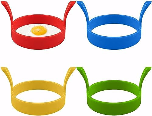 6 Pack Egg Rings for Frying, Non Stick Fried Egg Ring Silicone Egg Frying Ring Egg Cooking Rings Heat-Resistant Pancake Rings Mold Round Egg Moulds for Frying Perfect Eggs Mcmuffin Crumpets