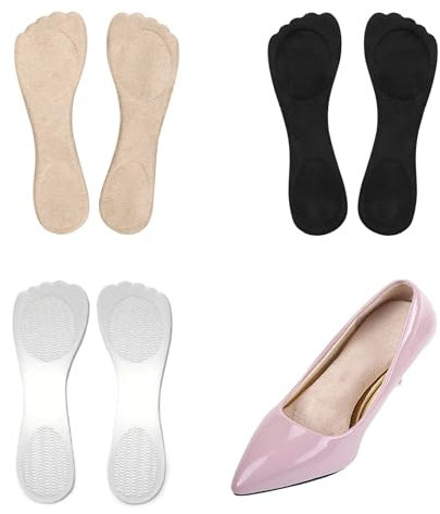 3 Pièces Semelle Gel Femme Chaussures Semelle Silicone Coussinets pour Chaussures Confortable et Antidérapant,Soulage Pression sur La plante des Pieds,Convient à Tous Types de Chaussures(Faux Cuir)