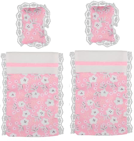 Abaodam Dollhouse Furniture Set Miniature Double Beds Bedding with Pillows Sheets Blankets for Dolls Bedroom Decor and Playtime Fun