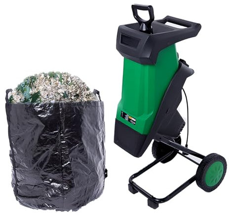 CYTBEK Garden Chippers, 2400W Electric Wood Chipper, 4500 Rpm/minute, with 50L Collection Bag, Cutting Diameter 39Mm, Bushes, Hedges, Leaves and Plant Roots Leaf Mulcher, Chippers+30m Power Line