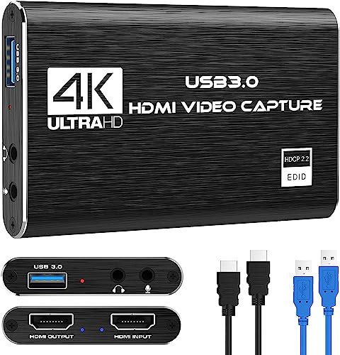 VIXLW capturadora de Video, capturadora Audio y Video USB 3.0, 1080P 60FPS/2K 30FPS Captura de Videojuegos, Tarjeta de Captura 4K HDMI Loop-out para Nintendo Switch/Xbox/PS5/Switch/cámara/PC/OBS