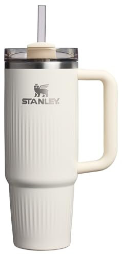 Stanley Quencher H2.0 Tumbler with Handle and Straw 30 oz | Flowstate 3-Position Lid | Cup Holder Compatible for Travel | Insulated Stainless Steel Cup | BPA-Free | Fluted Cream Gloss