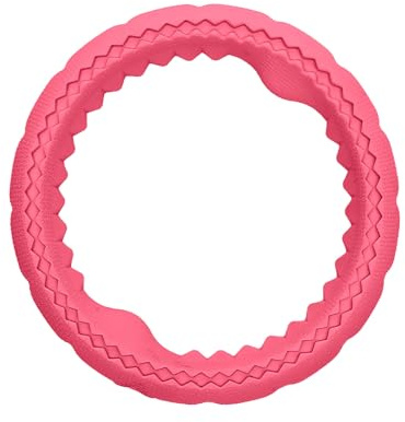 Mooipur TPR Chewing Ring for Medium & Large Dogs, Lightweight Teething Relief Toy for Aggressive Chewer, Ideal for Tug-of-War, Indoor/Outdoor & Pool Play, Summer Travel-Friendly (Red)