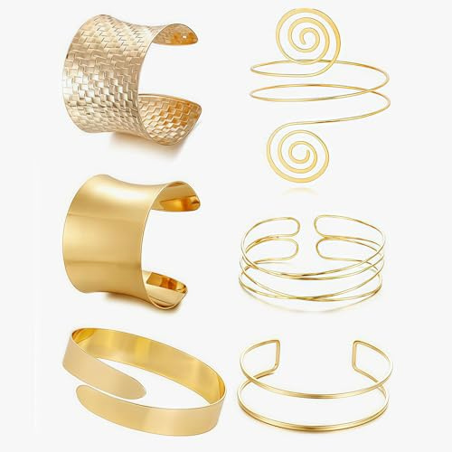 Yamobi 6 pezzi bracciali da braccio per donna, bracciali dorati regolabili