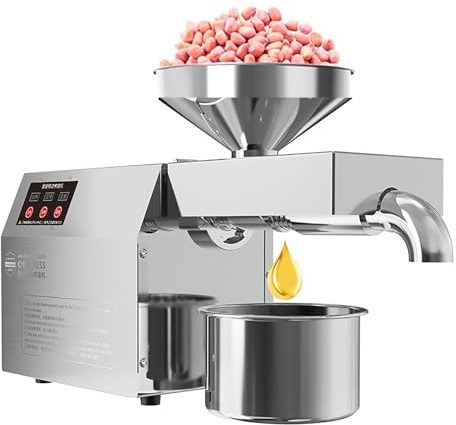 Pressa per olio per arachidi, sesamo, semi di lino, noce, girasole - spremitura a caldo/freddo, alta resa dell'olio, estrazione dell'olio essenziale