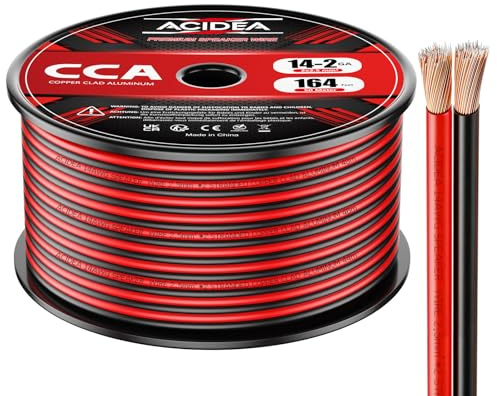 Acidea Câble Audio pour Enceintes - 2 x 2.5mm² - 50m Câble HP haut-parleur en CCA Cuivre pour HiFi et Hi-Fi Embarquée