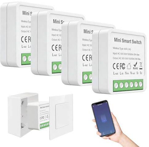 Interruttore della luce intelligente modulo a 1 vie, mini interruttore Wi-Fi fai da te, modulo relè, interruttore Smart Home Alexa e Google Home, neutro richiesto