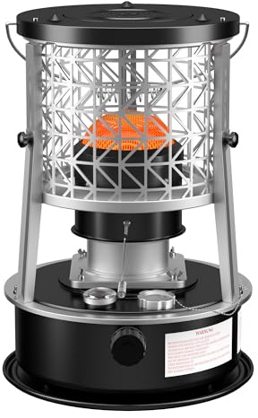 Riscaldatore portatile a petrolio 2600 W, stufa a cherosene portatile per esterni e campeggio, stoppino, serbatoio da 4,6 l, autonomia 18 ore, riscaldamento di emergenza senza corrente, riscaldamento