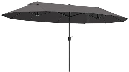 Outsunny Sombrilla Doble Anti UV para Jardín 4,55x2,65x2,38m Gris