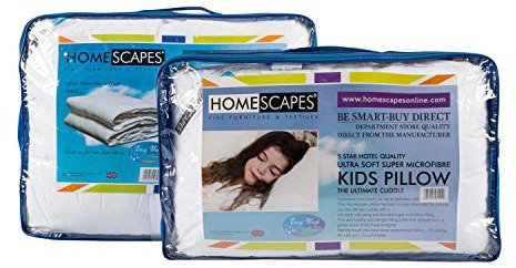 Homescapes Kinder Bettdecken-Set: Ganzjahres-Bettdecke 120x150 cm (450 GSM) & Kinder-Kopfkissen 40x60 cm, Kissen für Kinder & warme Stepp-Bettdecke wie Daunen aus Super-Mikrofaser, Oeko-TEX Qualität