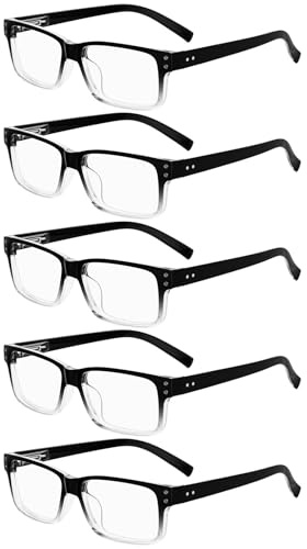 Eyekepper 2.25 Reading Glasses Men, Readers Women, 5pack Black/Transparent | Mens Womens Reader Eyeglasses 2.25+, Retro Cheaters, All-Day Comfort Spring Hinges, Scratch Resistant for Work/Crafts