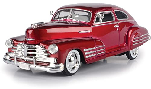 1948 Chevy Aerosedan Fleetline, Red - Motormax Premium American 73266-1/24 Scale Diecast Model Car, Unisex-Children