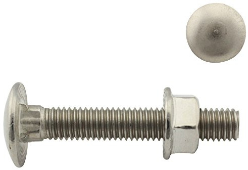 Flachrundschrauben/Schlossschrauben mit Flanschmuttern (mit Sperrverzahnung) - M5x45 - (25 Stück) - Vollgewinde - DIN 603 / DIN 6923 - Edelstahl A2 (V2A) - SC603 / SC6923