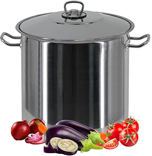 GEEZY Large Deep Stainless Steel Stock Pot 21L – Induction Base, All Hob Compatible, Durable & Dishwasher Safe – Great Kitchen Essential for Families Cooking Stew, Curry, Soup, Biryani & More