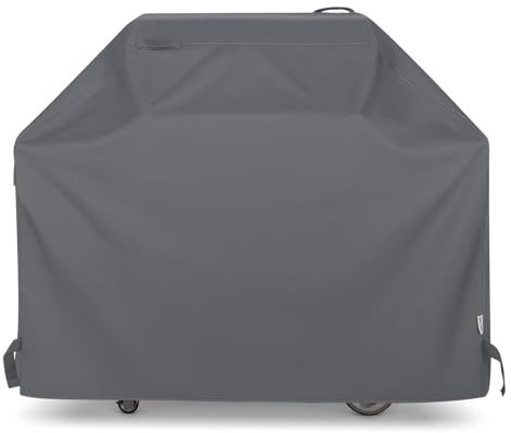 Unicook BBQ Cover, Heavy Duty Waterproof Outdoor Barbecue Gas Grill Cover, Resistant Oxford Fabric, Compatible for Weber Char-Broil Outback Barbecues and More, 152 x 58 x 107 cm/60 inch Length, Grey