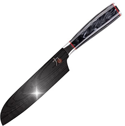 MasterPRO Tetsu | Couteau de Cuisine Japonais Santoku 17,5 cm | Parfait pour couper le poisson | Cuisine Professionnelle | Renforcé, Équilibré et avec Revêtement en Titane