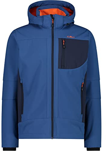 CMP - Giacca in Softshell da Uomo con Cappuccio Removibile, Bluestone, 56