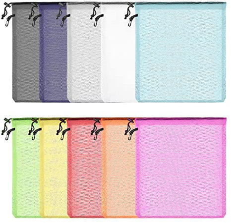 Boloest 10 Stück Netzbeutel mit Kordelzug, Netzbeutel, multifunktional, Nylon-Netzbeutel für Sport, Schwimmen, Strand, Reisen, Fitnessstudio, Camping, Training (30 x 30 cm)