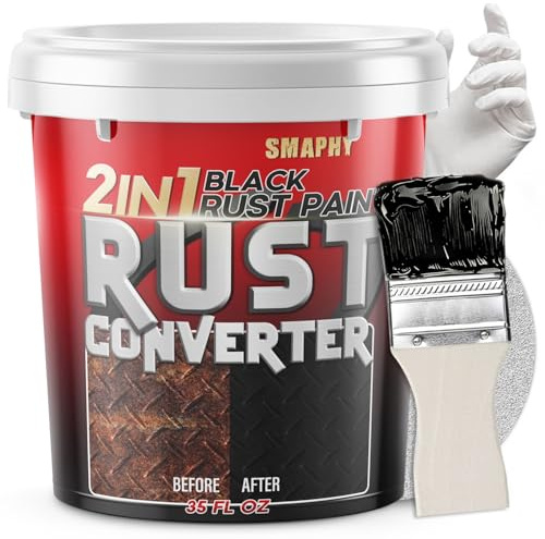 2 in 1 Rust Converter & Metal Primer, 35 oz Black Rust Reformer Paint for Metal, Frame, Trailer, Truck, Car Chassis, Heat-Resistant Rust Encapsulator & Inhibitor with Long-Term Protection,Matte Black