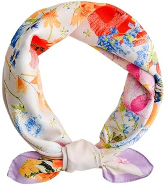 Sciarpa di seta nuova da donna Sciarpa quadrata colorata da donna Sciarpa di seta primaverile ed estiva Sciarpa quadrata Sciarpa quadrata piccola retrò ( Color : Photo Color , Size : 55X55CM )