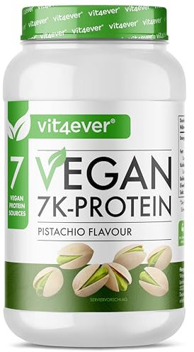 Vegan 7K Protein - 1kg - Pistacho - Proteína vegetal pura en polvo con proteínas de arroz, almendra, soja, guisante, cáñamo, arándano y girasol.