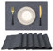 Homaxy Tischsets Abwaschbar 6er Set, Platzsets Abwischbar Leinen Hitzebeständig Platzdeckchen rutschfest Doppelseitigen Tischuntersetzer Tischsets Stoff, Anthrazit