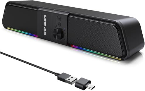 SENZER CS20 Pc Lautsprecher USB Powered Bluetooth Flowing LED Gaming Soundbar Lautsprecher für Laptop Desktop Monitor(Nicht 3,5mm Jack)